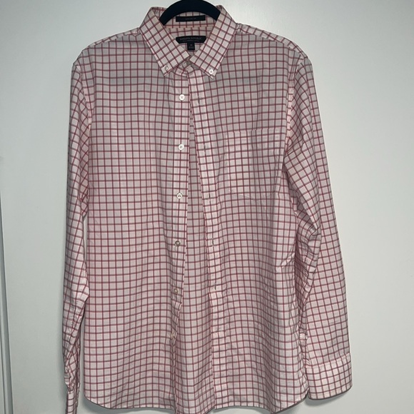 Men’s red and pink striped dress shirt. Slim flex fit. Size medium. - Picture 2 of 7